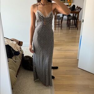 Natori Blue and White Lace Trim Dress